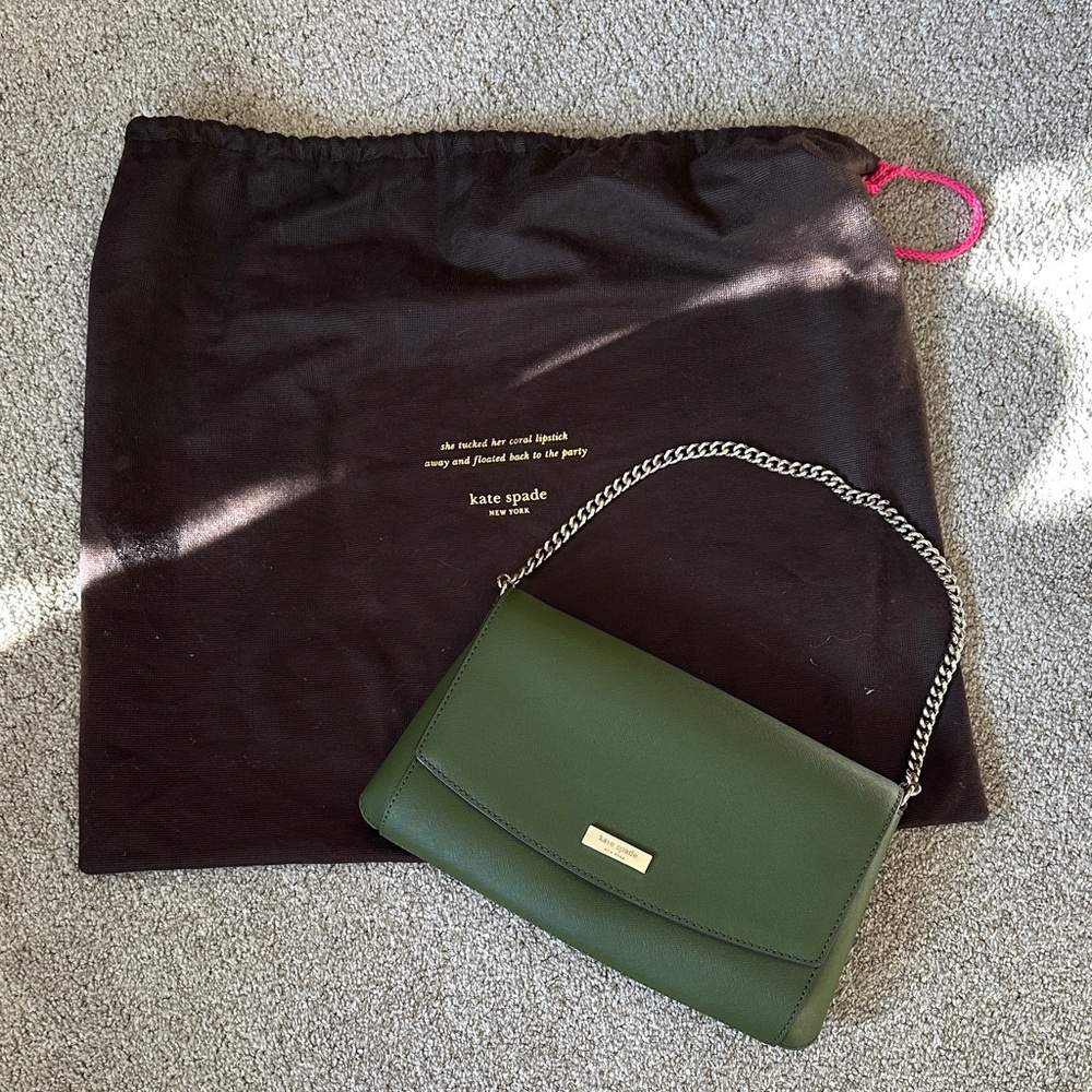 Kate Spade Olive Green Shoulder Bag with Chain Strap